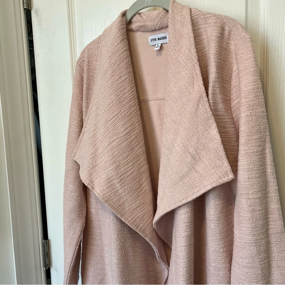 Steve Madden SLUB KNIT JACKET IN ROSE TAUPE size large
